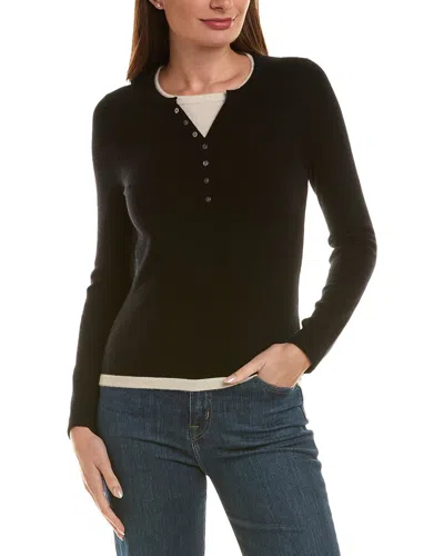 Incashmere Twofer 100% Cashmere Henley Sweater In Black