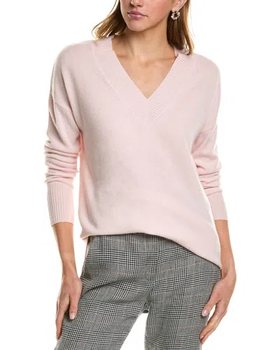 Incashmere V-neck Cashmere Tunic Sweater In Pink