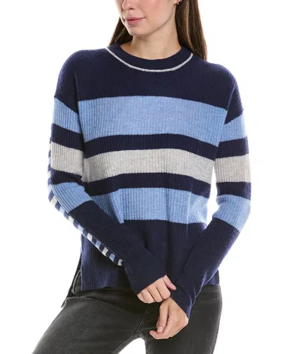 Incashmere Variegated Stripe Cashmere Sweater In Blue