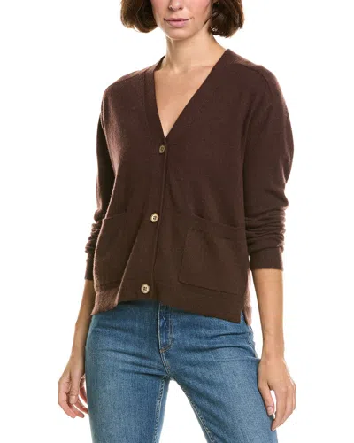 Incashmere V-neck 100% Cashmere Cardigan In Brown