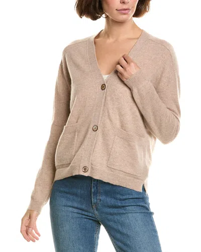 Incashmere V-neck 100% Cashmere Cardigan In Tan