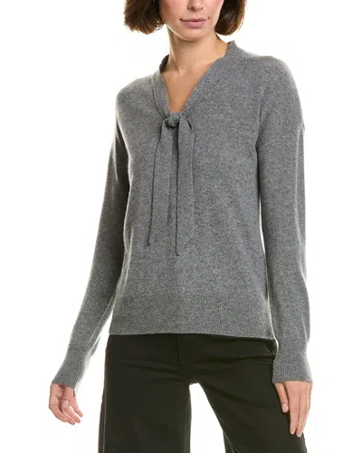 Incashmere V-neck Tie Front Oversized 100% Cashmere Pullover In Gray