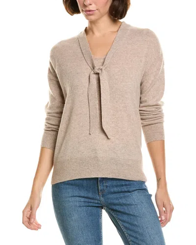 Incashmere V-neck Tie Front Oversized 100% Cashmere Pullover In Neutral