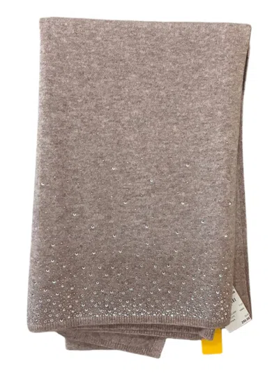 Incashmere Women's Embellished Border Scarf In Heather Taupe In Red
