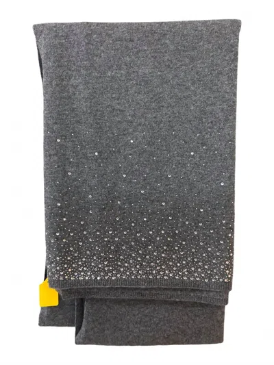 Incashmere Women's Embellished Border Scarf In Med Heather Grey In Gray