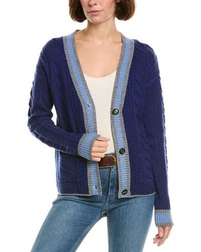 Incashmere Wool & Cashmere-blend Cable Cardigan In Navy