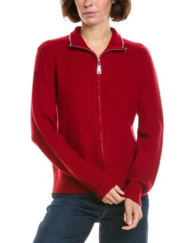 Incashmere Wool & Cashmere-blend Textured Zip Cardigan In Red
