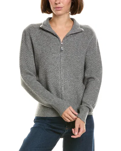 Incashmere Wool & Cashmere-blend Textured Zip Cardigan In Gray