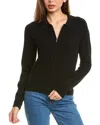 Incashmere Zip Front Cashmere Cardigan In Black