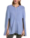 Incashmere Zip Front Reversible Cashmere Cape In Blue