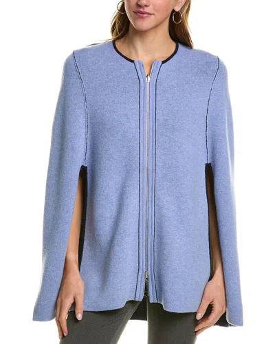 Incashmere Zip Front Reversible Cashmere Cape In Blue