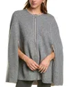 Incashmere Zip Front Reversible Cashmere Cape In Grey