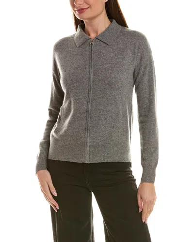 Incashmere Zip Polo 100% Cashmere Cardigan In Gray