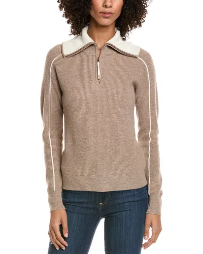 Incashmere Zipper Big Polo 1/4-zip Wool & Cashmere-blend Sweater In Brown