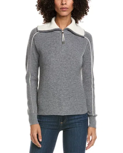 Incashmere Zipper Big Polo 1/4-zip Wool & Cashmere-blend Sweater In Gray