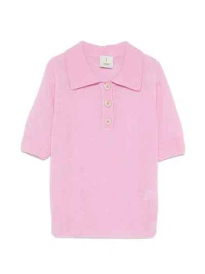 Incentive! Cashmere Button Polo Sweater In Pink