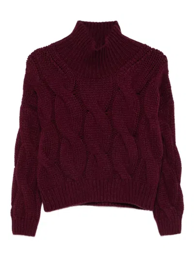 Incentive! Cashmere Cable-knit Turtleneck Jumper In Burgundy