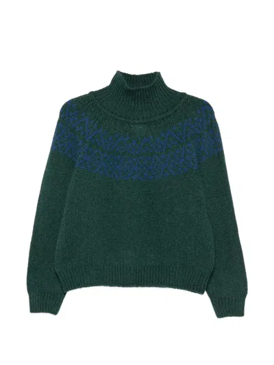 Incentive! Cashmere Eleonora Fair Isle Mock-neck Sweater In Green