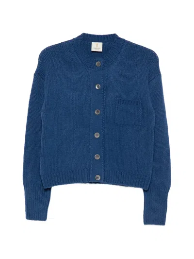 Incentive! Cashmere Erro Chest-pocket Button-up Cardigan In Blue