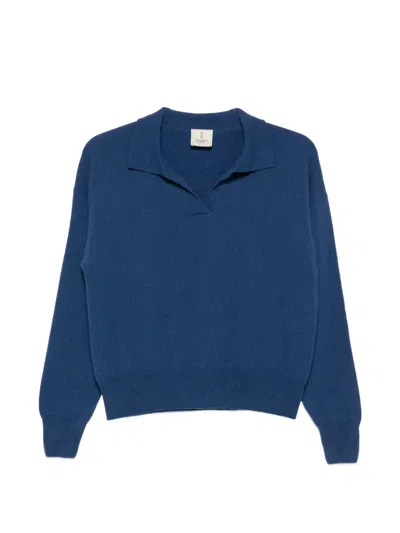 Incentive! Cashmere Famara Polo-collar Sweater In Blue