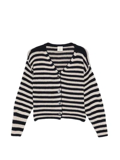 Incentive! Cashmere Striped Cardigan In Black