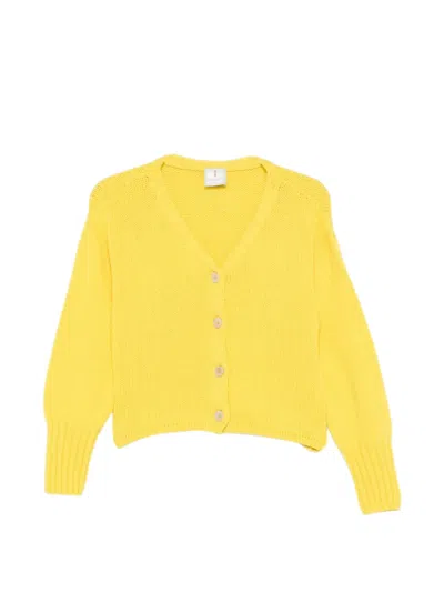 Incentive! Cashmere V-neck Button Cardigan In Yellow