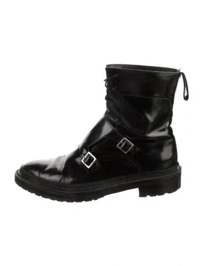 Pre-owned Inch2 Patent Leather Combat Boots In Black