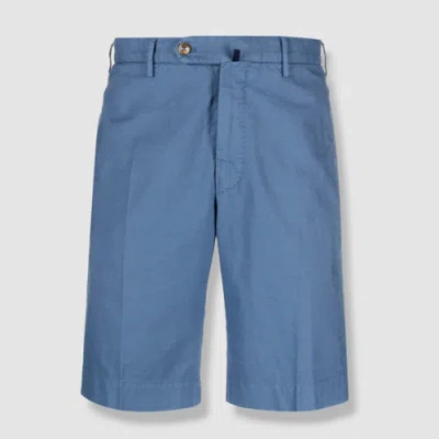 Pre-owned Incotex $340  Men's Blue Slim-fit Linen And Cotton-blend Shorts Size It56/us40