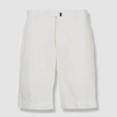 Pre-owned Incotex $340  Men's White Slim Fit Linen And Cotton Shorts Size It48/us32