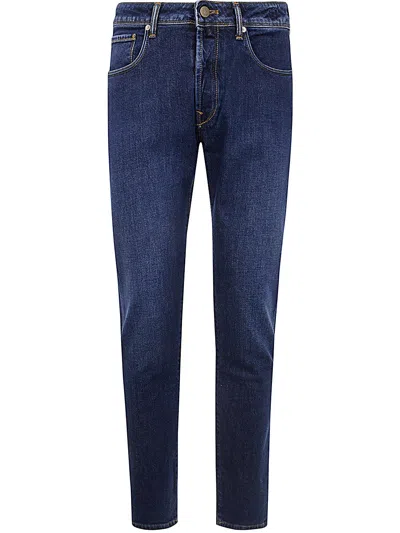 Incotex 5 Pocket Denim Stretch Wash 2 In Blue