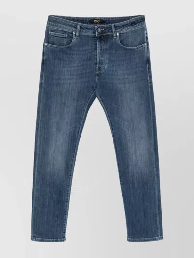 Incotex 5 Pocket Denim Stretch Wash 4 In Blue
