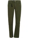 Incotex 5pockets Leather Detail Trousers In Green