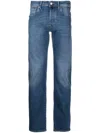 Incotex Faded Denim Trousers Featuring Belt Loops In Blue