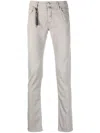 Incotex Vintage Slim Leg Trousers With Keychain Detail In Grey