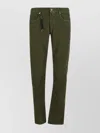 Incotex 5pockets Leather Detail Trousers In Green
