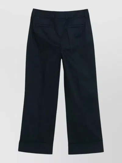 Incotex Arlys Wide Leg Cotton Trousers Belt Loops In Black