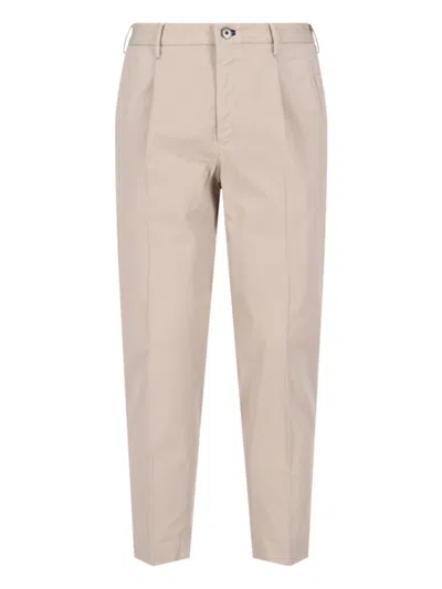 Incotex Beige Cotton Blend Trousers In Neutral