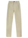 Incotex Pleated Front Cotton Trousers With Belt Loops In Neutral