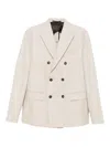 Incotex Beige Jacket Checked Pattern Double-breasted In White