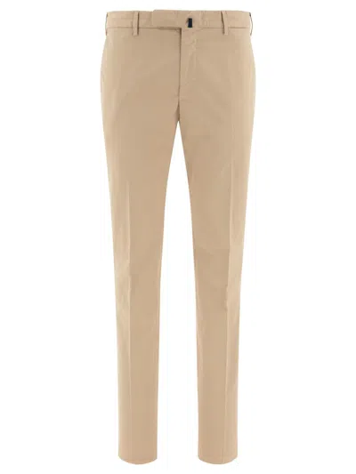 Incotex Beige Pants In Burgundy