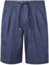 Incotex Regular Fit Pleated Front Shorts In Blue