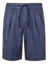 Incotex Regular Fit Pleated Front Shorts In Blue
