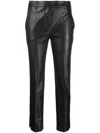 Incotex Slim Fit Faux Leather Trousers In Black