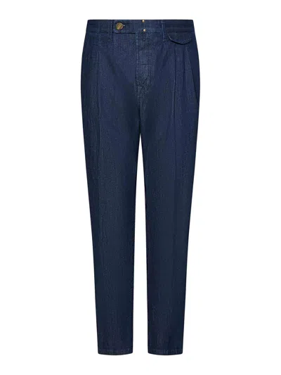 Incotex Blue Cotton Blend Denim Tapered Leg Trousers