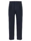 Incotex Cotton Trousers With Pleated Front And Pockets In Blue