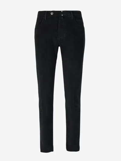 Incotex Blue Division Micro Corduroy Trousers In Black