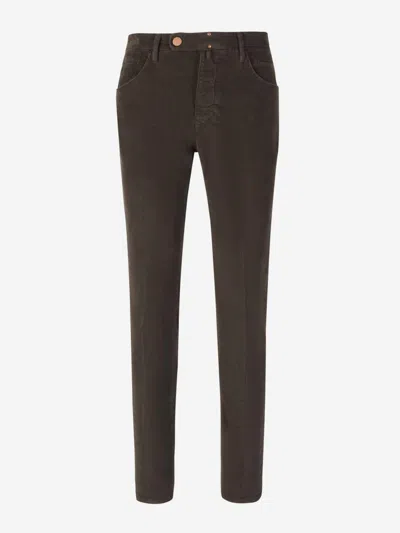 Incotex Blue Division Micro Corduroy Trousers In Brown