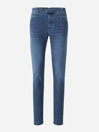 Incotex Blue Division Straight Cotton Jeans In Denim Dark Blue