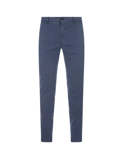 Incotex Blue Stretch Gabardine Slim Fit Trousers In Clear Blue