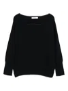 Incotex Boat-neck Three-quarter Sleeve Sweater In Black